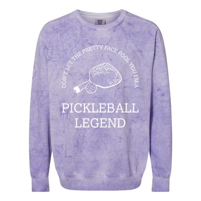 Pickleball Legend Ironic Saying Hobby Sports Dinking Cool Gift Colorblast Crewneck Sweatshirt