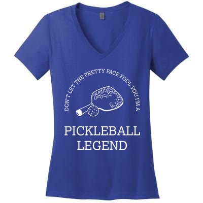 Pickleball Legend Ironic Saying Hobby Sports Dinking Cool Gift Women's V-Neck T-Shirt