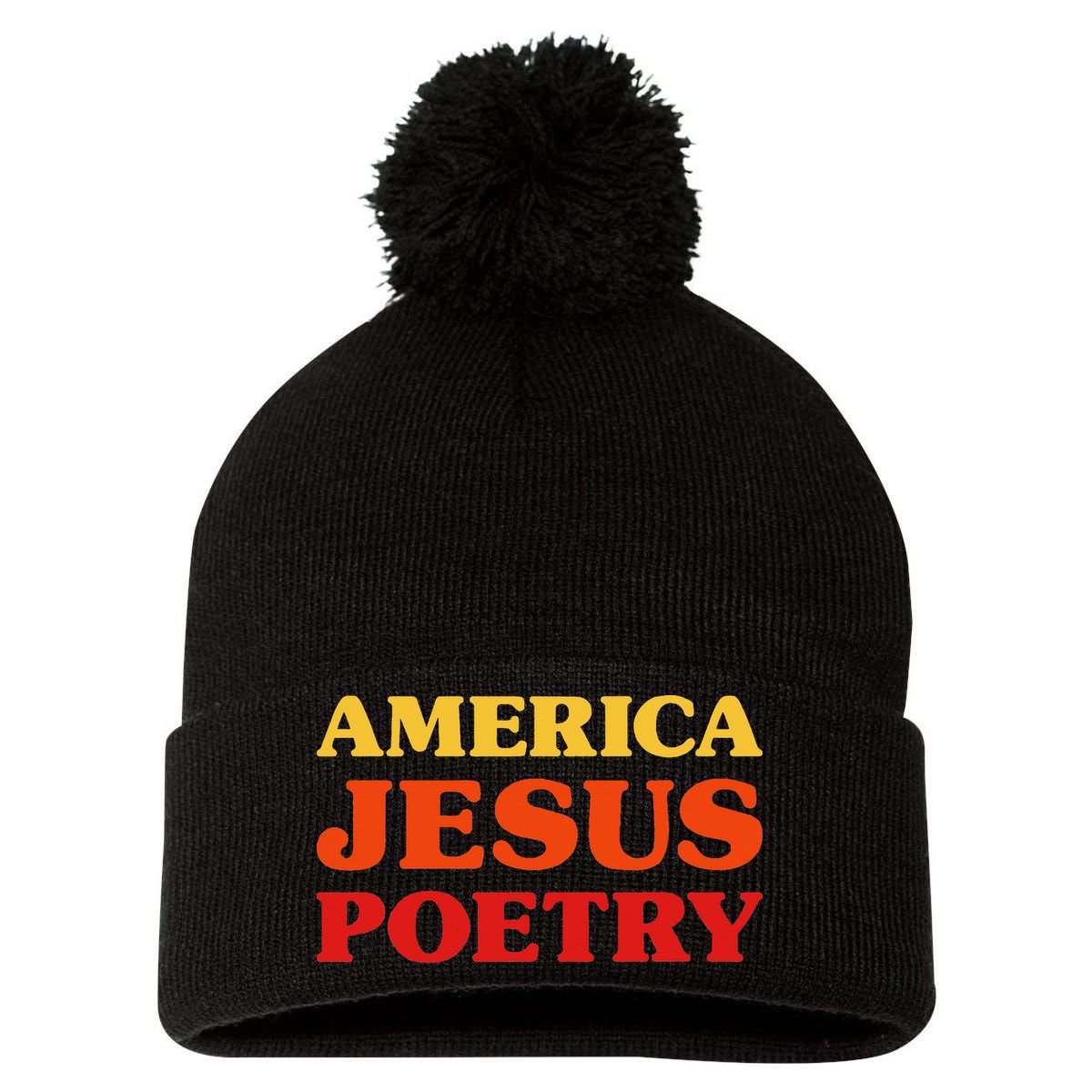 Poetry Lover I Love Poetry America Jesus Poetry Pom Pom 12in Knit Beanie