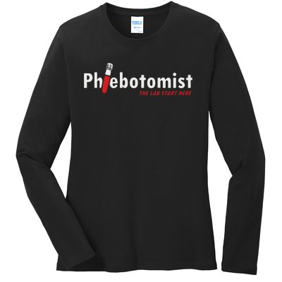 Phlebotomist Laboratory Injection Blood Doctor Nurse Gift Ladies Long Sleeve Shirt