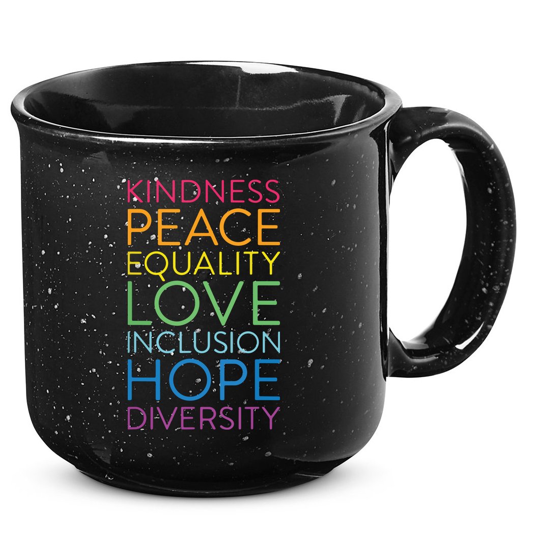 Peace Love Inclusion Equality Diversity Human Rights 15oz Campfire Ceramic Mug