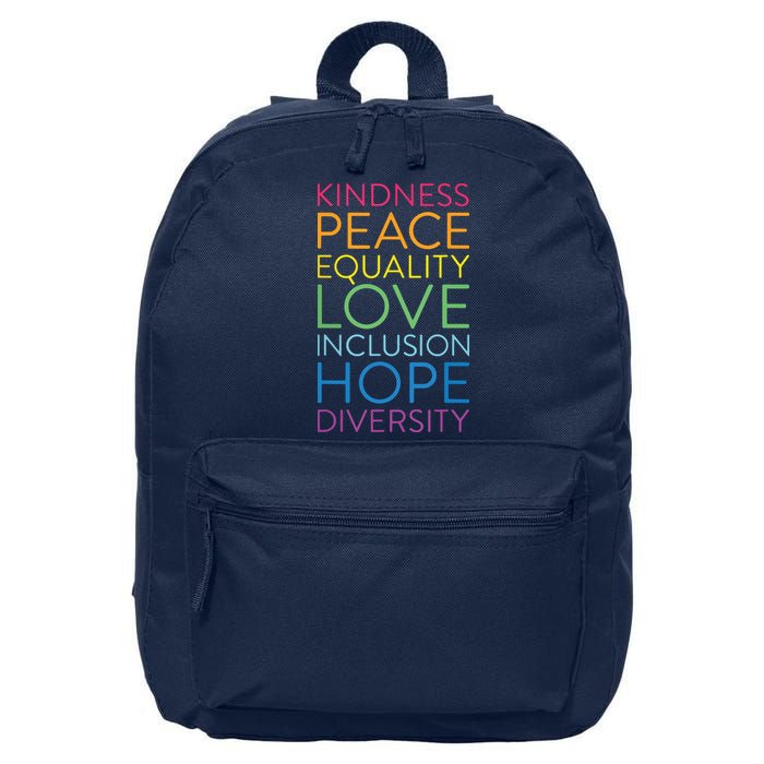 Peace Love Inclusion Equality Diversity Human Rights 16 in Basic Backpack