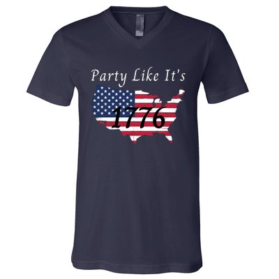 Party Like It’s 1776, American, 4th Of July US Flag, Liberty, Freedom V-Neck T-Shirt