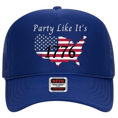 Party Like It’s 1776, American, 4th Of July US Flag, Liberty, Freedom High Crown Mesh Back Trucker Hat