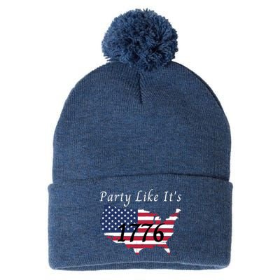 Party Like It’s 1776, American, 4th Of July US Flag, Liberty, Freedom Pom Pom 12in Knit Beanie