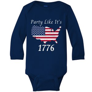 Party Like It’s 1776, American, US Flag, 4th Of July, Liberty, Freedom Baby Long Sleeve Bodysuit