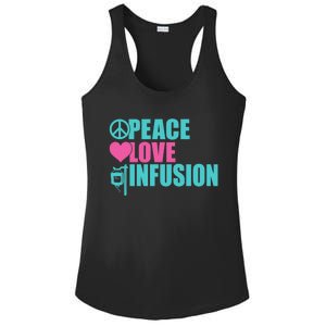 Peace Love Infusion Work Hospital Nursing Great Gift Ladies PosiCharge Competitor Racerback Tank