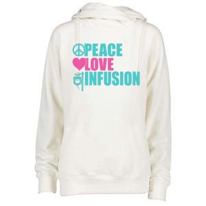 Peace Love Infusion Work Hospital Nursing Great Gift Womens Funnel Neck Pullover Hood