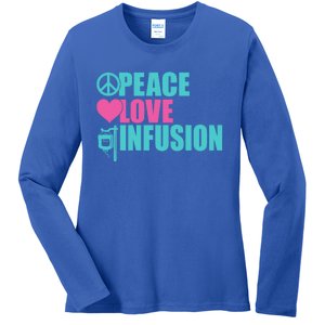 Peace Love Infusion Work Hospital Nursing Great Gift Ladies Long Sleeve Shirt