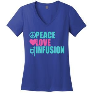 Peace Love Infusion Work Hospital Nursing Great Gift Women's V-Neck T-Shirt