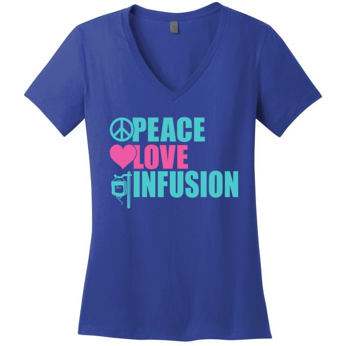 Peace Love Infusion Work Hospital Nursing Great Gift Women's V-Neck T-Shirt