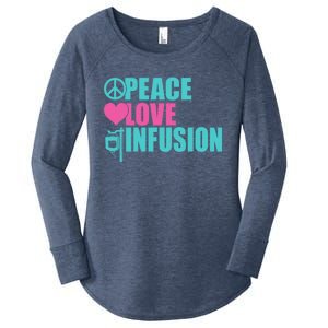 Peace Love Infusion Work Hospital Nursing Great Gift Women's Perfect Tri Tunic Long Sleeve Shirt