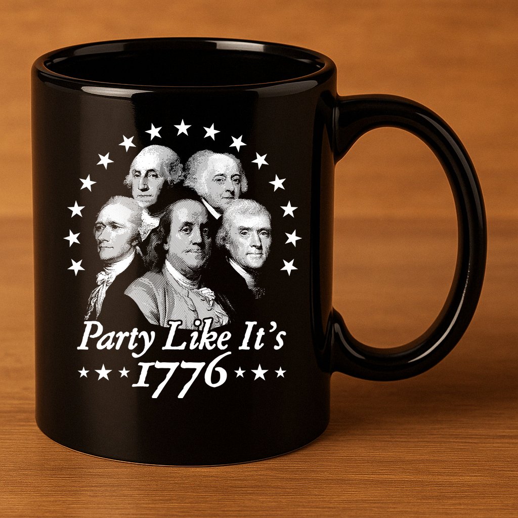 Party Like Its 1776 4th Of July Founding Fathers USA America 11oz C Handle Ceramic Mug