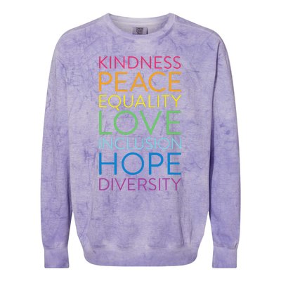 Peace Love Inclusion Equality Diversity Human Rights Colorblast Crewneck Sweatshirt