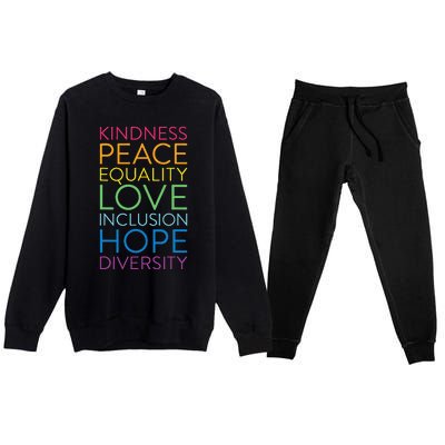 Peace Love Inclusion Equality Diversity Human Rights Premium Crewneck Sweatsuit Set