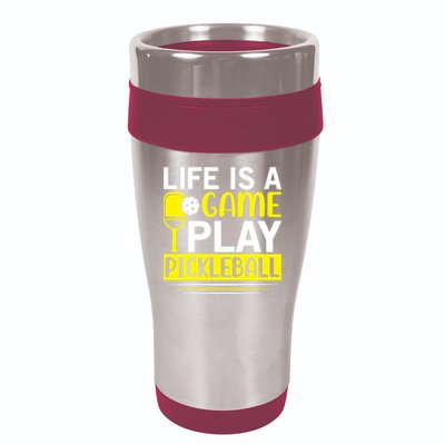 Pickleball Life Is A Game Play Pickleball Funny Pickleball Gift 16oz Travel Tumbler
