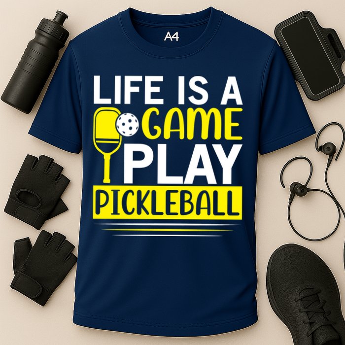 Pickleball Life Is A Game Play Pickleball Funny Pickleball Gift Cooling Performance Crew T-Shirt