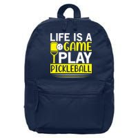 Pickleball Life Is A Game Play Pickleball Funny Pickleball Gift 16 in Basic Backpack