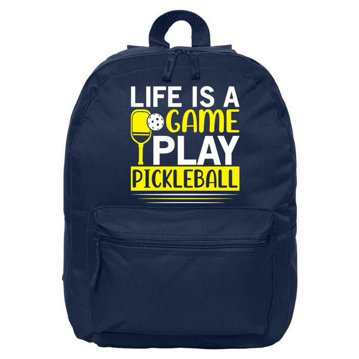 Pickleball Life Is A Game Play Pickleball Funny Pickleball Gift 16 in Basic Backpack