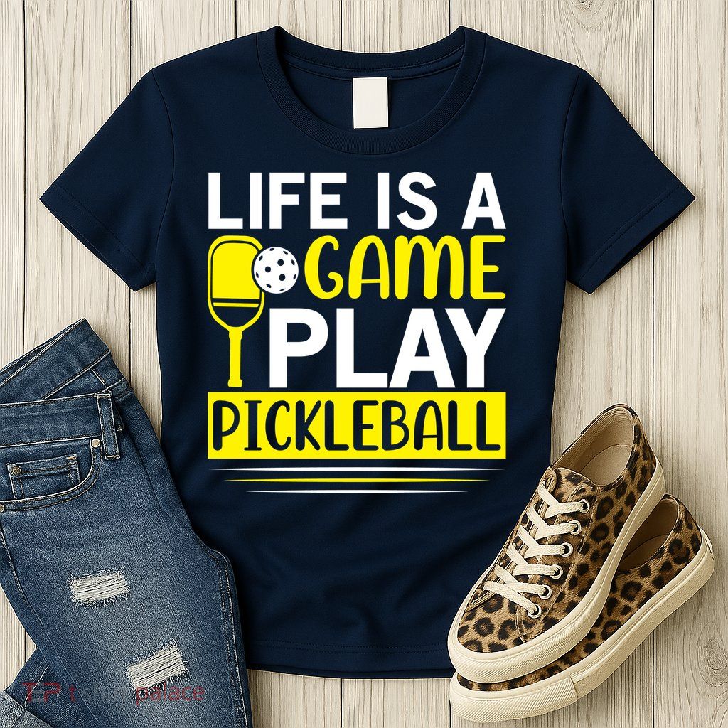Pickleball Life Is A Game Play Pickleball Funny Pickleball Gift Womens T-Shirt