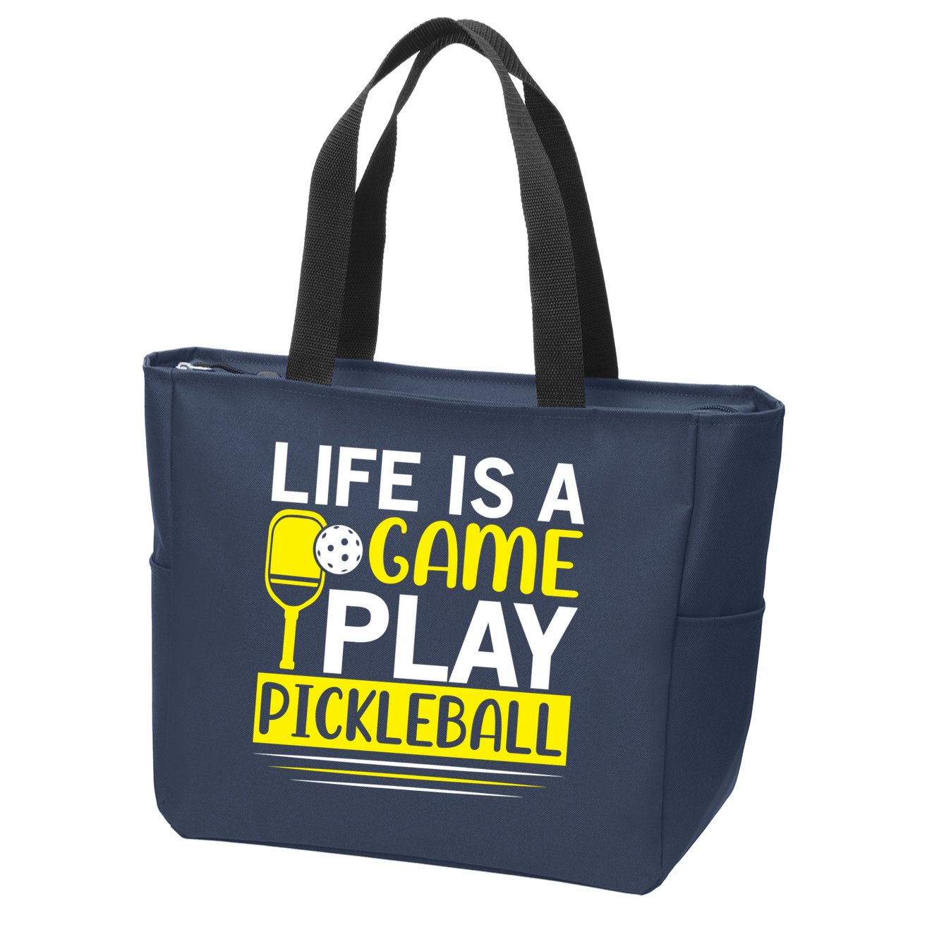 Pickleball Life Is A Game Play Pickleball Funny Pickleball Gift Zip Tote Bag