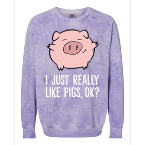 Pigs Lover I Just Really Like Pigs Ok? Cute Pigs Funny Gift Colorblast Crewneck Sweatshirt