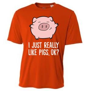 Pigs Lover I Just Really Like Pigs Ok? Cute Pigs Funny Gift Cooling Performance Crew T-Shirt