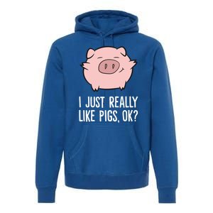 Pigs Lover I Just Really Like Pigs Ok? Cute Pigs Funny Gift Premium Hoodie