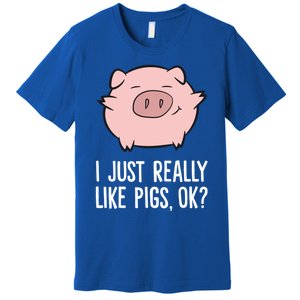 Pigs Lover I Just Really Like Pigs Ok? Cute Pigs Funny Gift Premium T-Shirt