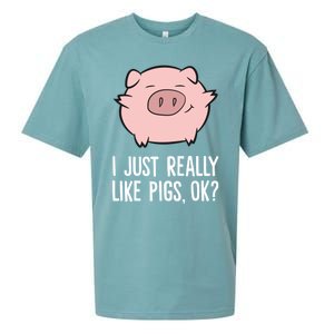 Pigs Lover I Just Really Like Pigs Ok? Cute Pigs Funny Gift Sueded Cloud Jersey T-Shirt