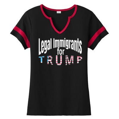 Patriotic Legal Immigrant Support Trump 2024 Ladies Halftime Notch Neck Tee