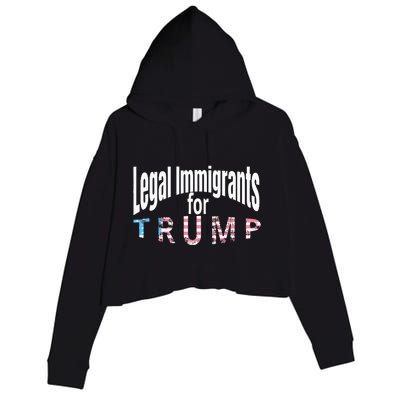 Patriotic Legal Immigrant Support Trump 2024 Crop Fleece Hoodie