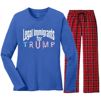 Patriotic Legal Immigrant Support Trump 2024 Women's Long Sleeve Flannel Pajama Set 