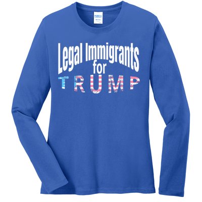 Patriotic Legal Immigrant Support Trump 2024 Ladies Long Sleeve Shirt