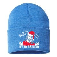 Party Like ItS My Birthday Jesus Christmas Pajama Cute Gift Sustainable Knit Beanie