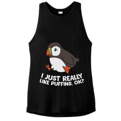 Puffin Lover I Just Really Like Puffins Ok Ladies PosiCharge Tri-Blend Wicking Tank