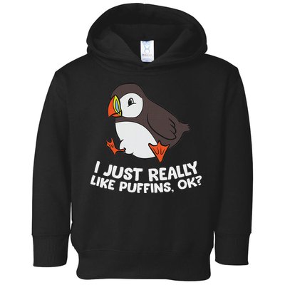 Puffin Lover I Just Really Like Puffins Ok Toddler Hoodie