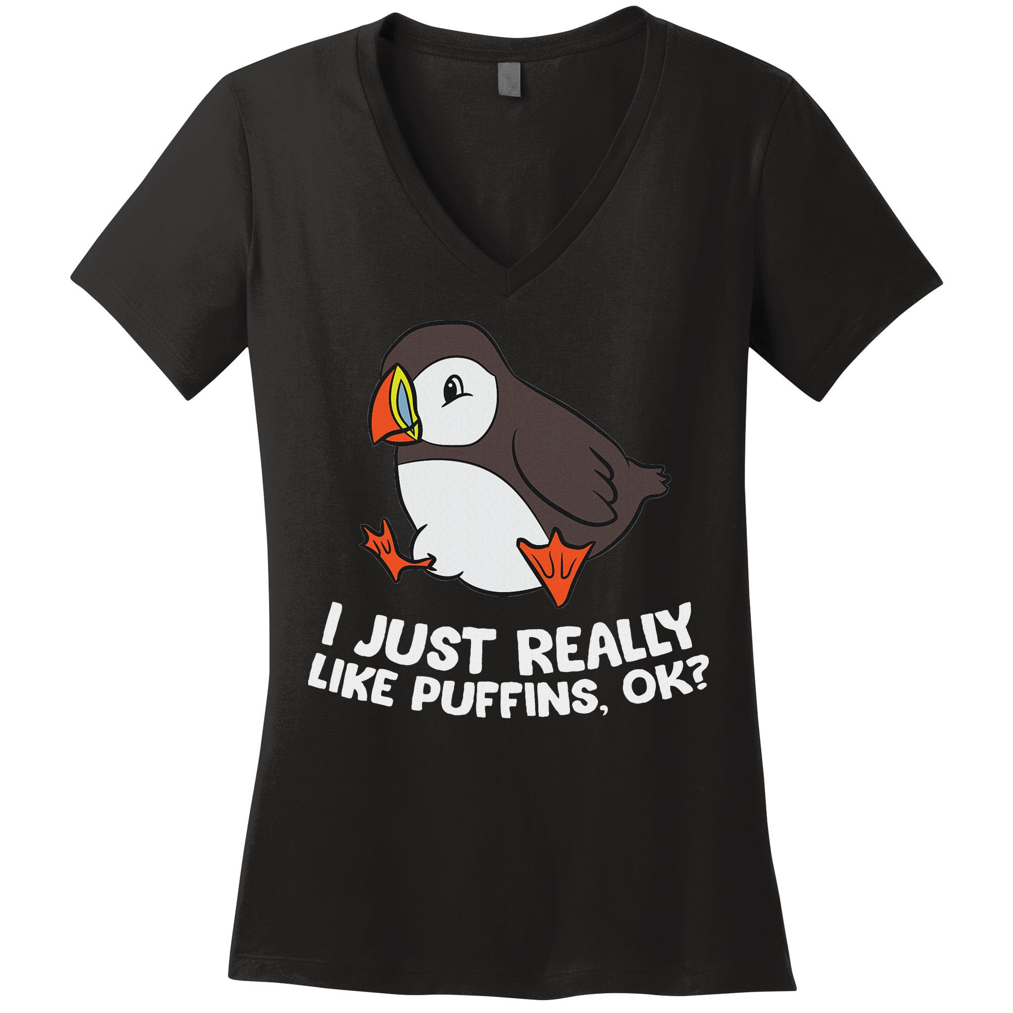 Puffin Lover I Just Really Like Puffins Ok Women's V-Neck T-Shirt