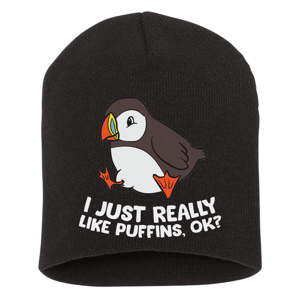 Puffin Lover I Just Really Like Puffins Ok Short Acrylic Beanie