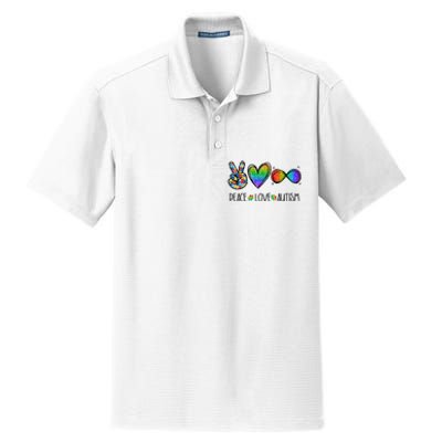 Peace Love Infinity Symbol Cute Autism puzzle Dry Zone Grid Polo