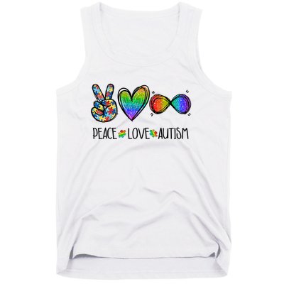 Peace Love Infinity Symbol Cute Autism puzzle Tank Top