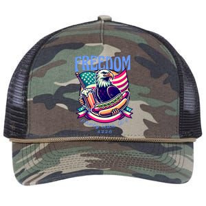 Party Like Its 1776 Patriotic Eagle Retro Rope Trucker Hat Cap