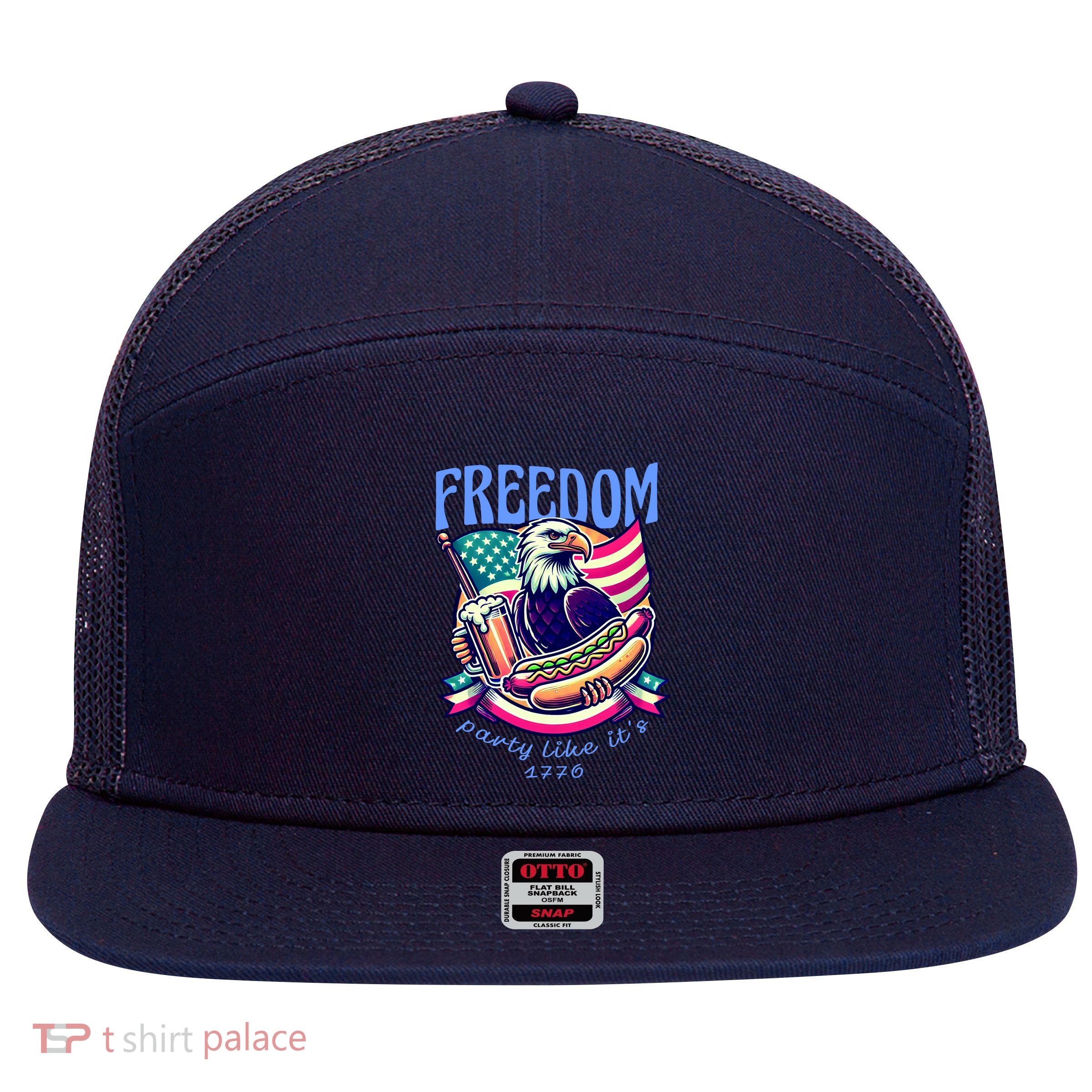 Party Like Its 1776 Patriotic Eagle 7 Panel Mesh Trucker Snapback Hat