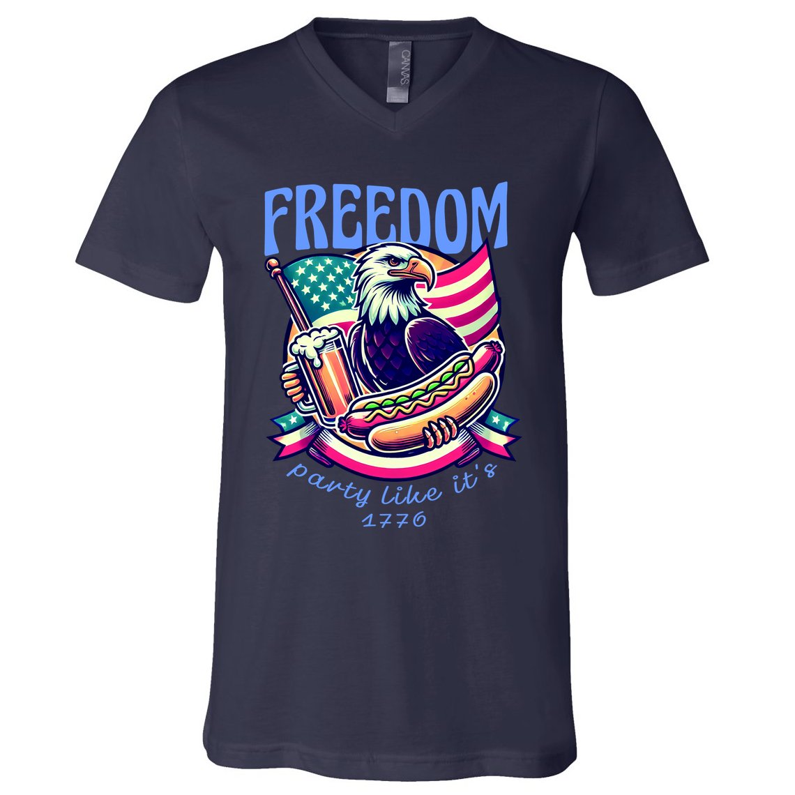 Party Like Its 1776 Patriotic Eagle V-Neck T-Shirt