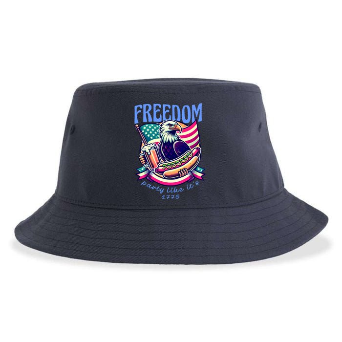 Party Like Its 1776 Patriotic Eagle Sustainable Bucket Hat