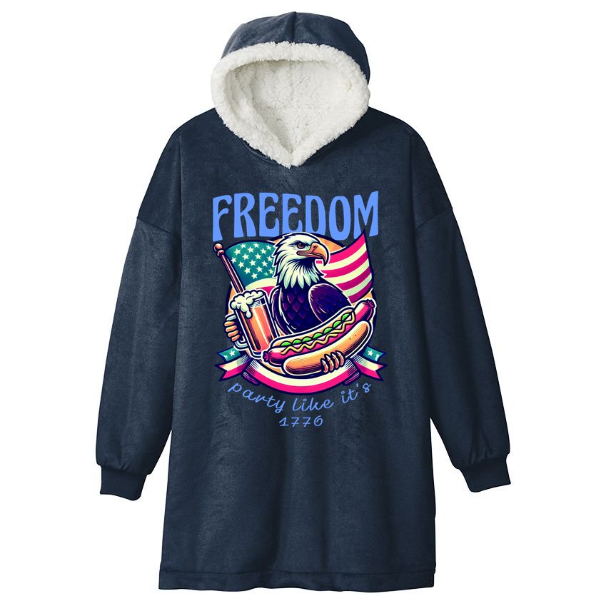 Party Like Its 1776 Patriotic Eagle Hooded Wearable Blanket