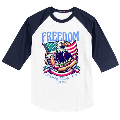 Party Like Its 1776 Patriotic Eagle Baseball Sleeve Shirt