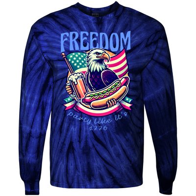 Party Like Its 1776 Patriotic Eagle Tie-Dye Long Sleeve Shirt