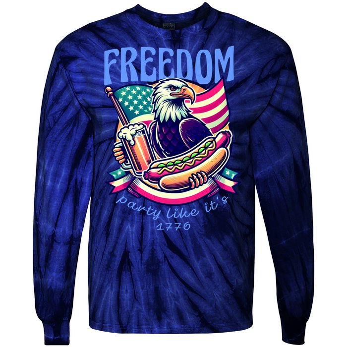 Party Like Its 1776 Patriotic Eagle Tie-Dye Long Sleeve Shirt