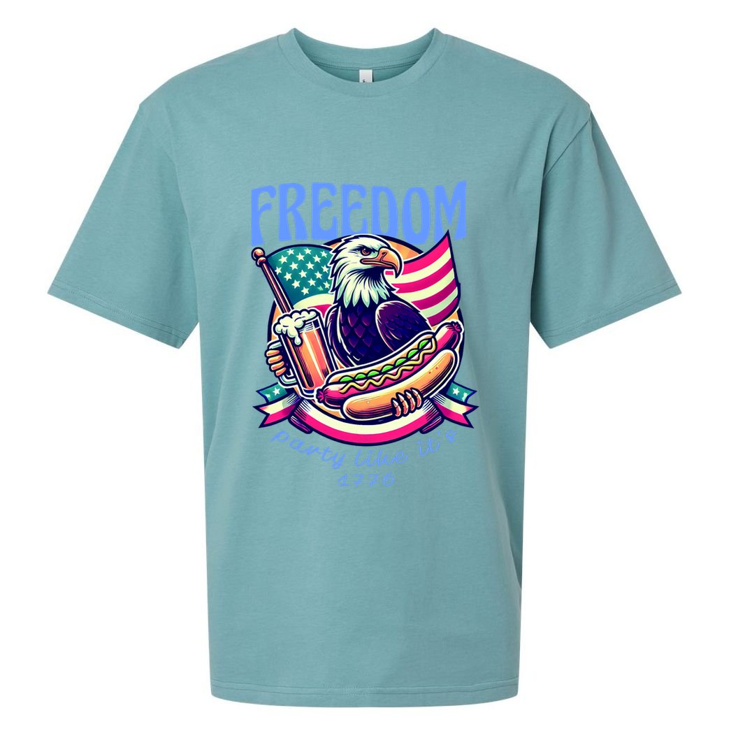 Party Like Its 1776 Patriotic Eagle Sueded Cloud Jersey T-Shirt